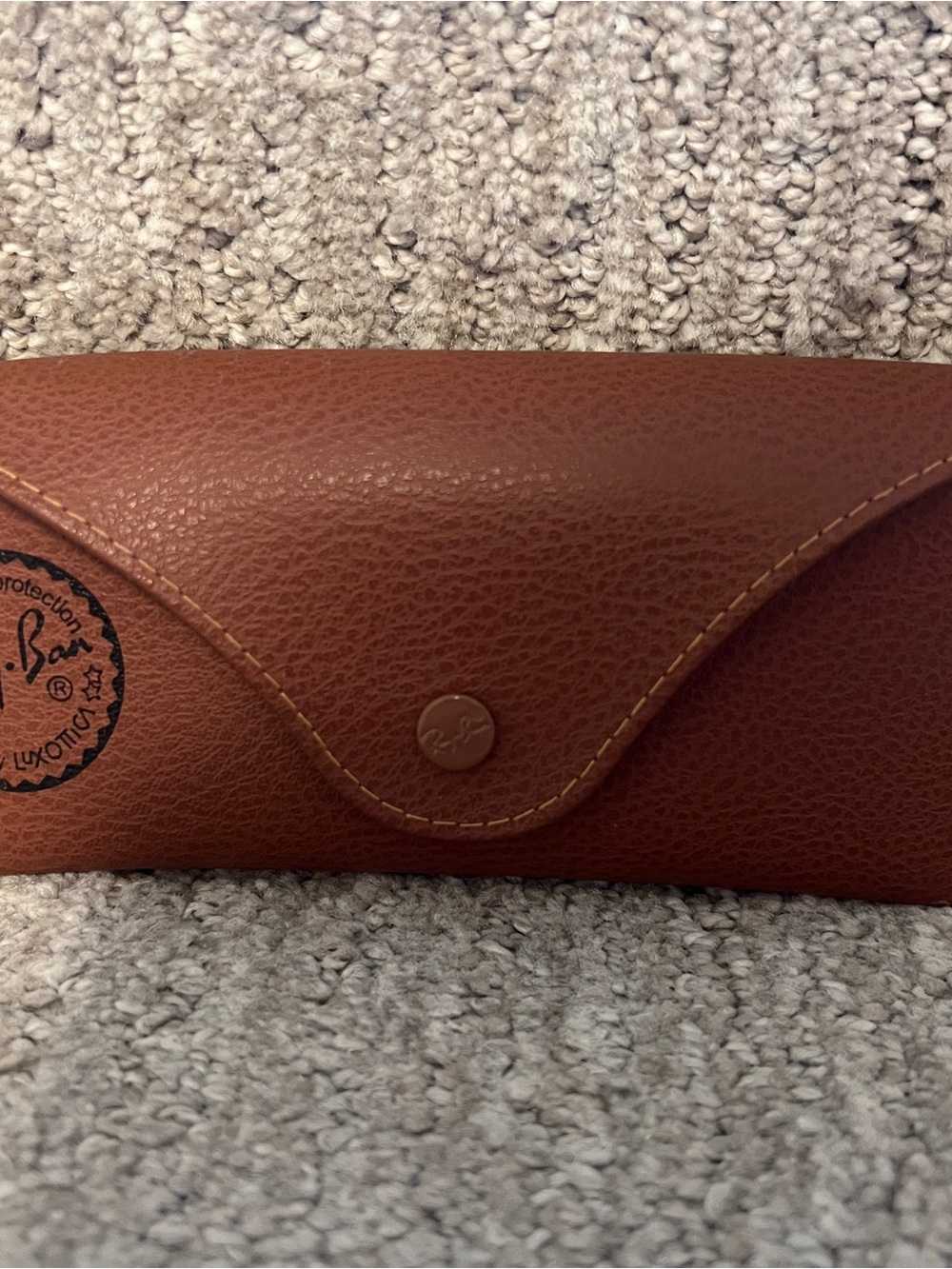 Ray-Ban Brown Faux Leather Sunglasses Case With Button Closure